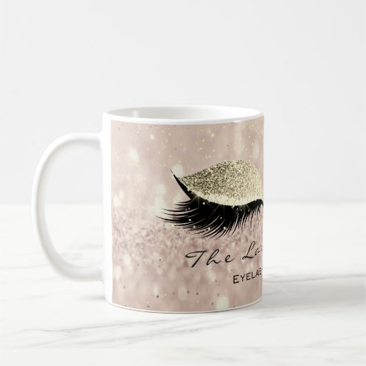 Lashes Exention Beauty Studio Makeup Gold Glitter Koffiemok (Links)