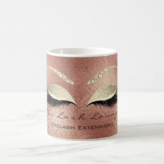 Lashes Exention Beauty Studio Roos Gold Glitter Koffiemok (Center)