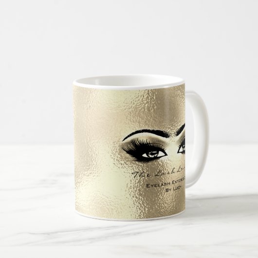 Lashes Extension Beauty Studio Gold Eyes Glitter Koffiemok (Voorkant rechts)