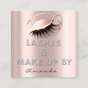 Lashes Extension by Diamond Pink Rose Glitter Vierkante Visitekaartje