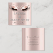 Lashes Extension by Diamond Script Roos Glitter Vierkante Visitekaartje (Voorkant / Achterkant)
