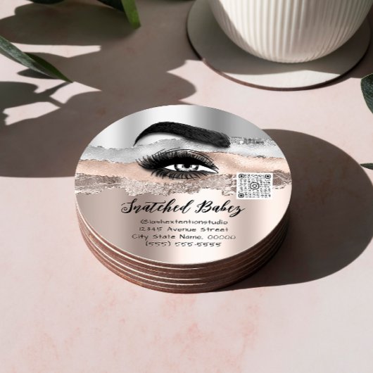 Lashes Extension Cosmetics Logo QR Code Ronde Sticker