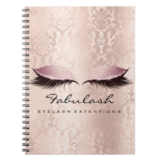 Lashes Extension Eyes Makeup Artist Damask roze Notitieboek (Voorkant)