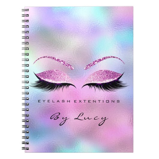 Lashes Extension Eyes Makeup Artist Glitter Pink Notitieboek (Voorkant)