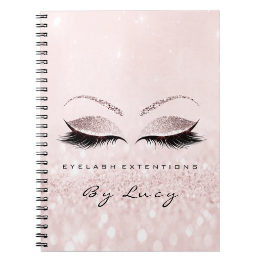Lashes Extension Eyes Makeup Artist Glitter Pink Notitieboek (Voorkant)