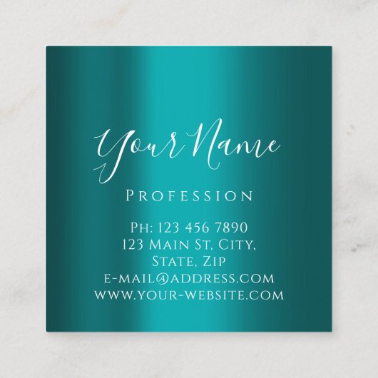 Lashes Extension Make-up Artiest Blauwgroen Roos Vierkante Visitekaartje (Achterkant)