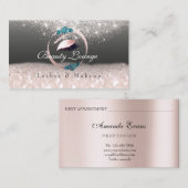 Lashes Extension Make-up Artiest Ocean Floral Grey Afsprakenkaartje (Voorkant / Achterkant)