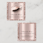 Lashes Extension Makeup Artist Beauty Roos Glitter Afsprakenkaartje (Voorkant / Achterkant)