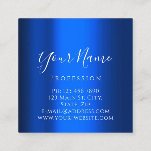 Lashes Extension Makeup Artist Blue Navy Silver Vierkante Visitekaartje (Achterkant)