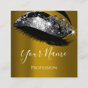 Lashes Extension Makeup Artist Mustard Silver Vip Vierkante Visitekaartje