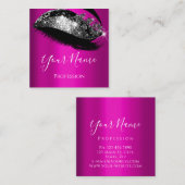 Lashes Extension Makeup Artist Pink Silver Vip Vierkante Visitekaartje (Voorkant / Achterkant)