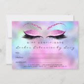 Lashes Extension Makeup Certificate Gift Blue Pink (Voorkant)