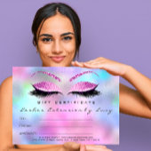 Lashes Extension Makeup Certificate Gift Blue Pink