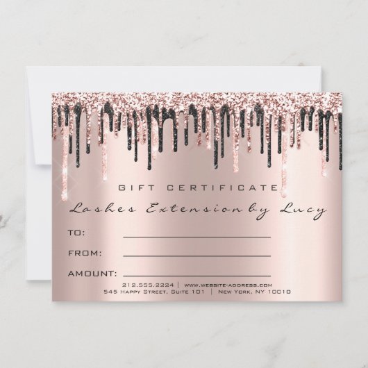 Lashes Extension Makeup Certificate Gift Glitter (Voorkant)