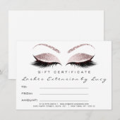 Lashes Extension Makeup Certificate Gift Glitter (Voorkant / Achterkant)