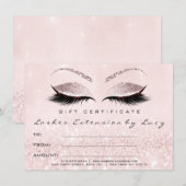 Lashes Extension Makeup Certificate Gift Glitter (Voorkant / Achterkant)