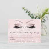 Lashes Extension Makeup Certificate Gift Glitter (Staand voorkant)
