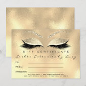 Lashes Extension Makeup Certificate Gift Gold (Voorkant / Achterkant)
