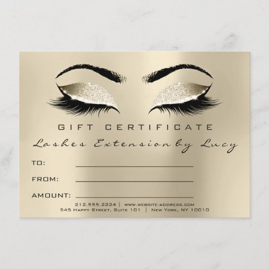 Lashes Extension Makeup Certificate Gift Ivory (Voorkant)