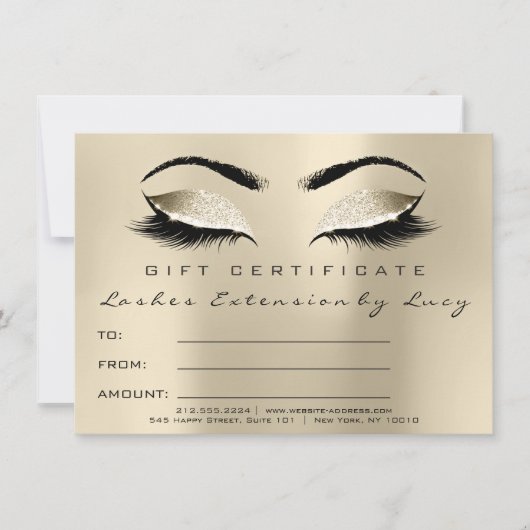 Lashes Extension Makeup Certificate Gift Ivory (Voorkant)
