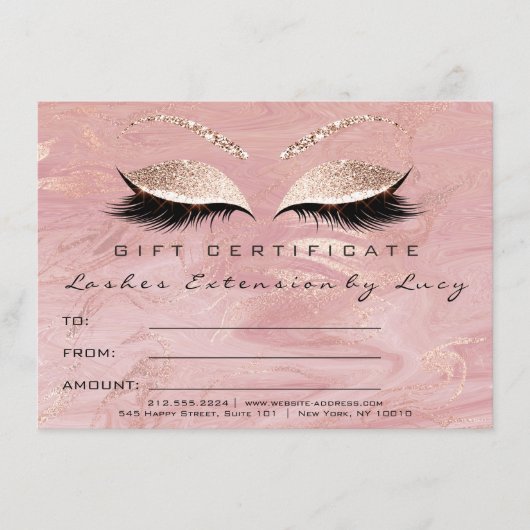 Lashes Extension Makeup Certificate Gift Marble (Voorkant)