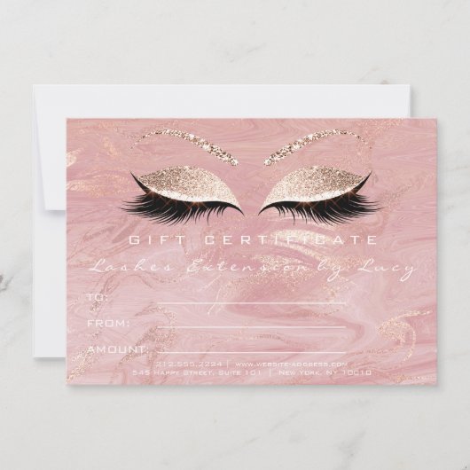 Lashes Extension Makeup Certificate Gift Marble (Voorkant)