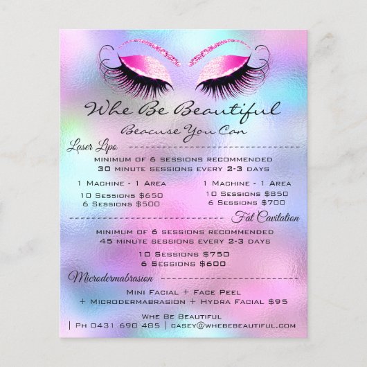 Lashes Extension Makeup Henn Price List Roze Flyer (Voorkant)