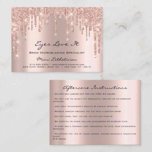 Lashes Extension Natercare Instruction Spark Roos Afsprakenkaartje (Voorkant / Achterkant)