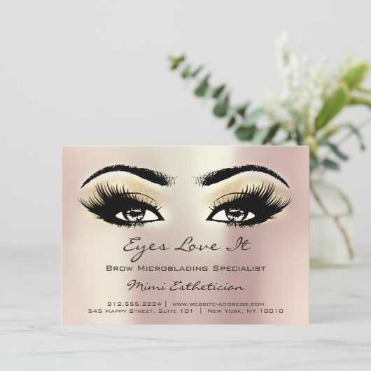 Lashes Extension Natercare Instructions Gold Roos Kaart (Staand voorkant)