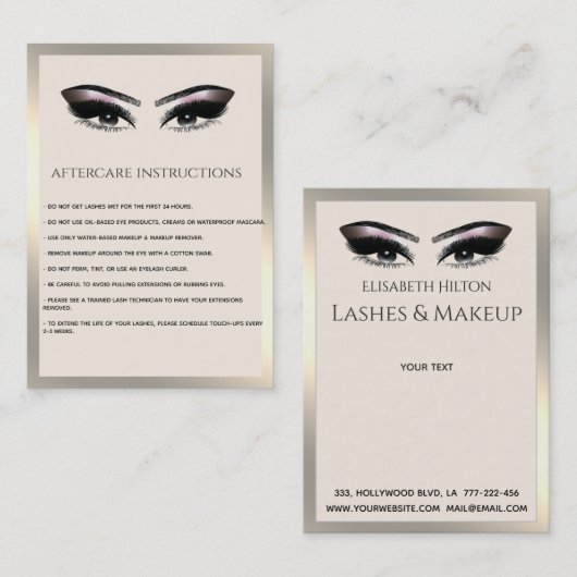 Lashes Extension Natercare Instructions luxe Visitekaartje (Voorkant / Achterkant)
