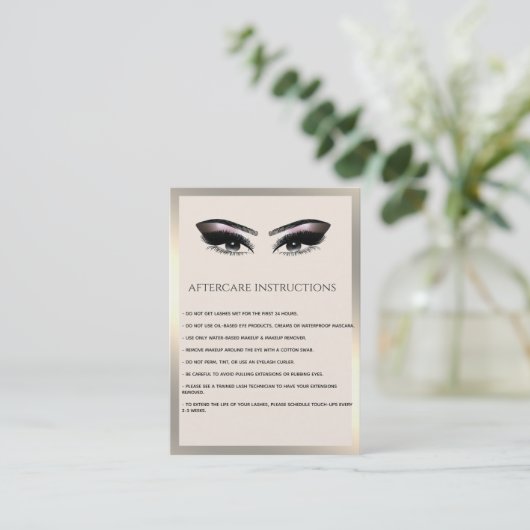 Lashes Extension Natercare Instructions luxe Visitekaartje (Staand voorkant)