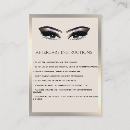 Lashes Extension Natercare Instructions luxe Visitekaartje (Voorkant)