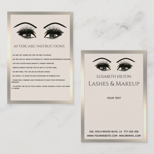Lashes Extension Natercare Instructions luxe Visitekaartje (Voorkant / Achterkant)