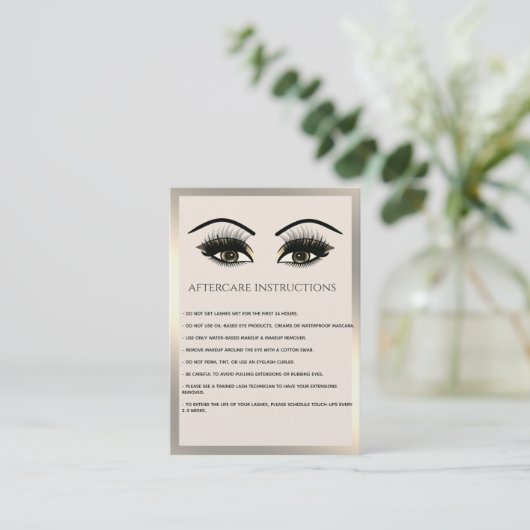 Lashes Extension Natercare Instructions luxe Visitekaartje (Staand voorkant)