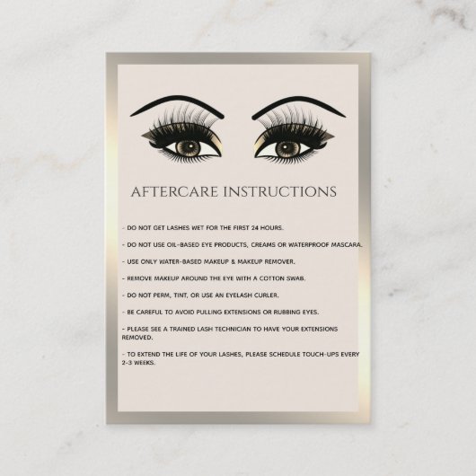 Lashes Extension Natercare Instructions luxe Visitekaartje (Voorkant)