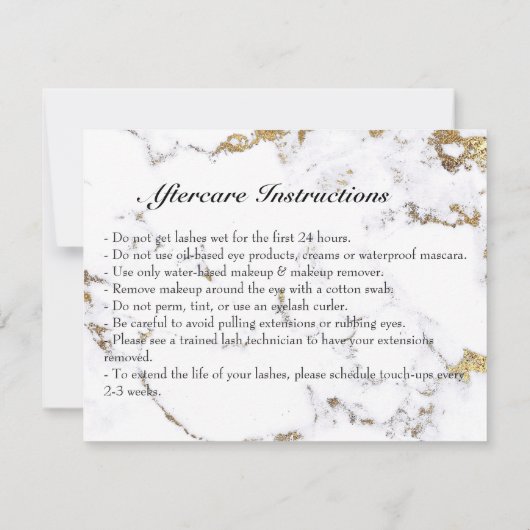 Lashes Extension Natercare Instructions Makeup Eye Kaart (Achterkant)