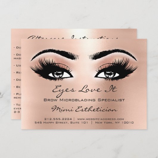 Lashes Extension Natercare Instructions Peach Lux Kaart (Voorkant / Achterkant)