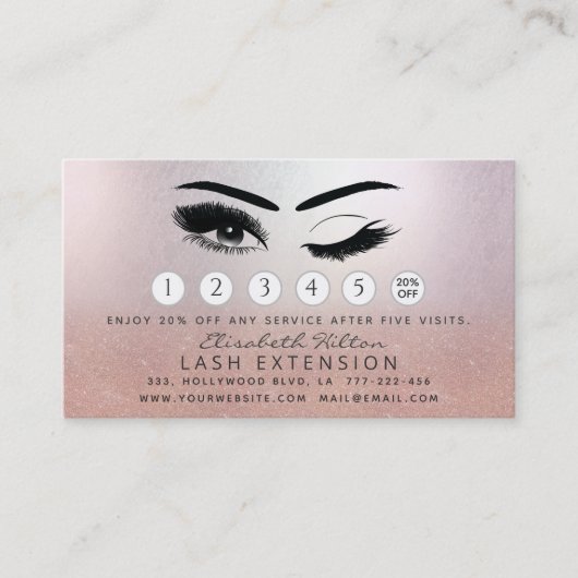 Lashes Extension Natercare Instructions roos gold Visitekaartje (Voorkant)