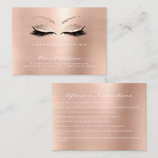 Lashes Extension Natercare Instructions Sparkly R Contactkaartje (Voorkant / Achterkant)