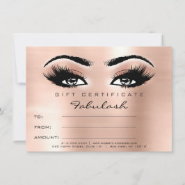 Lashes Extension Peach Makeup Certificate Cadeaus Kaart