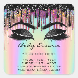 Lashes Extension Shop Holograaf Black Pink Vierkante Sticker