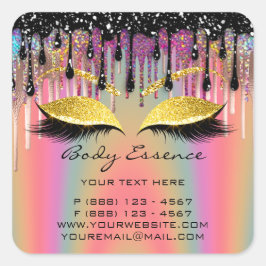 Lashes Extension Shop Holograaf Drip Roos Vierkante Sticker
