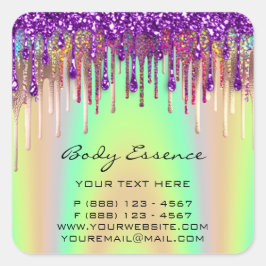 Lashes Extension Shop Holograaf Paars Geel Vierkante Sticker