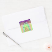Lashes Extension Shop Holograaf Paars Geel Vierkante Sticker (Envelop)
