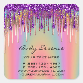 Lashes Extension Shop Holograaf Paars Roos Vierkante Sticker