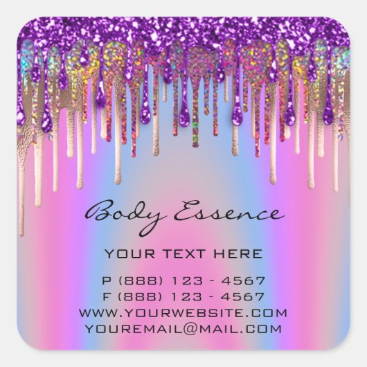 Lashes Extension Shop Holograaf Paarse roze Vierkante Sticker (Voorkant)