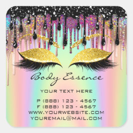 Lashes Extension Shop Holografen Gold Vierkante Sticker