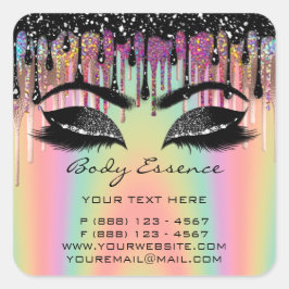 Lashes Extension Shop Holografen - zwarte schijven Vierkante Sticker