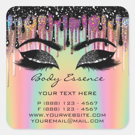 Lashes Extension Shop Holografen - zwarte schijven Vierkante Sticker (Voorkant)