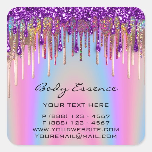 Lashes Extension Shop Holografisch Paars Pastel Vierkante Sticker (Voorkant)